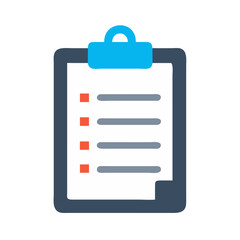 Poster - Checklist on clipboard icon. Task management, to-do list, and planning symbol