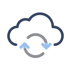 Fototapete - Cloud Computing Data Sync & Backup Icon, Technology Illustration on Black