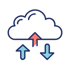 Poster - Cloud Computing Upload and Download Concept: Data Transfer Symbol