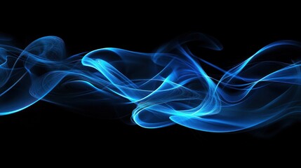 Poster - Blue smoke waves abstract background, design element