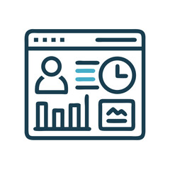 Poster - Data Analytics Dashboard with User Profile, Graph, and Time Clock Icon