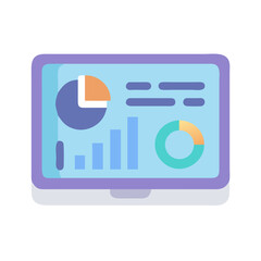 Poster - Laptop Displaying Charts and Data for Business Analytics and Statistics