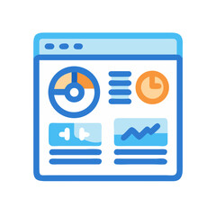 Poster - Web Analytics Dashboard Icon with Charts, Graphs, and Time Tracking