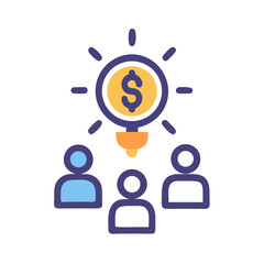 Poster - Team Brainstorming Money Ideas: Creative Business Concept Illustration on Black Background