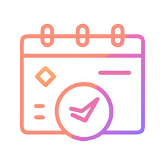 Poster - Calendar Icon with Check Mark and Gradient Color on Black Background