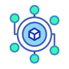 Poster - Decentralized Network Icon with Blockchain Concept and Connections in Blue and Green