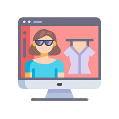 Poster - Online Shopping: A Woman Browsing Fashion Clothing on a Computer