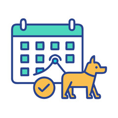 Poster - Dog walking schedule icon, appointment, reminder, calendar with pet. Veterinary care concept