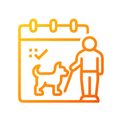 Poster - Dog Walking Schedule Icon: Calendar Reminder with Dog and Walker Outline