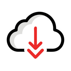 Poster - Cloud Download Icon - Data Transfer, Storage, and Networking Concept
