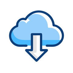 Poster - Cloud Download Icon with Arrow, Data Transfer, and Storage Concept