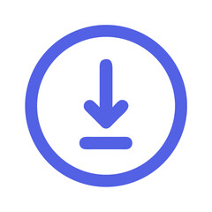 Poster - Download Icon in Blue Circle on Black Background: Symbol of Retrieval