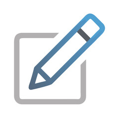 Poster - Edit Icon with Pencil Overlapping a Square, Isolated on Black Background