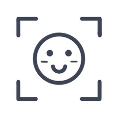 Poster - Face Recognition Icon with Smiling Face and Square Border, Dark Background