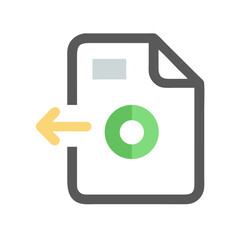 Poster - File Import Icon with Arrow and Circle, Isolated on Black Background