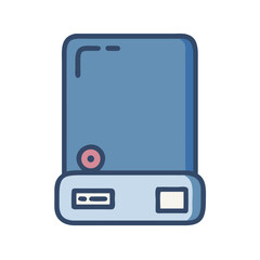 Poster - Stylized Blue Hard Drive or External Storage Device Icon with Black Background