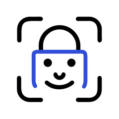Poster - Minimalist Blue Padlock Icon on Black Background - Security Concept