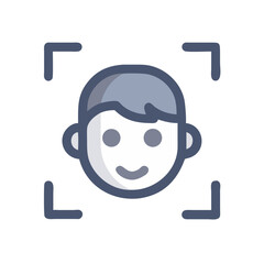 Poster - Face recognition icon, facial scanning, biometric identification, technology authentication process