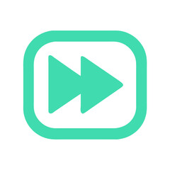 Poster - Fast Forward Icon in Green Rounded Square on Black Background Illustration