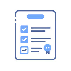 Poster - Blue Checklist Document Icon with Checkmarks and Ribbon Seal