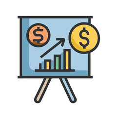 Poster - Financial Growth Chart Presentation with Coins and Increasing Bar Graph