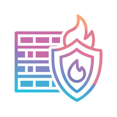 Poster - Gradient Firewall Security Icon with Shield and Fire Symbol Illustration