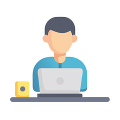 Poster - Illustration of Person Working on Laptop with Coffee on Desk
