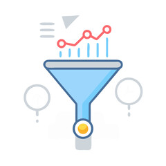 Poster - Data Conversion and Sales Funnel Optimization Illustration on Black Background