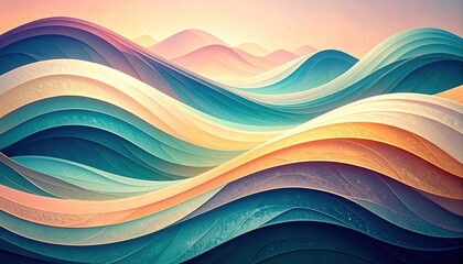 Poster - Waves flowing across the horizon abstract ocean art digital illustration serene environment aerial view conceptual beauty
