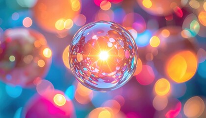 Poster - Bubbling colorful bubbles artistic display abstract photography vibrant environment close-up view concept of joy
