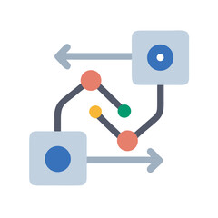 Poster - Workflow diagram with connected nodes and directional arrows, abstract business process
