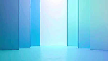 Poster - Creative lighting installation modern gallery digital art display minimalist environment wide angle view contemporary concept