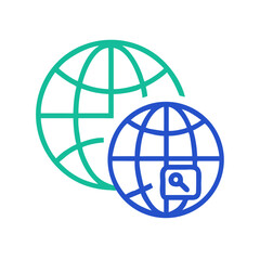Poster - Global Search Icon: Earth with Magnifying Glass for International Exploration