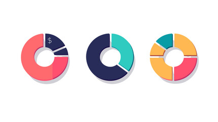 Poster - Three Colorful Circular Charts Showing Data Segments