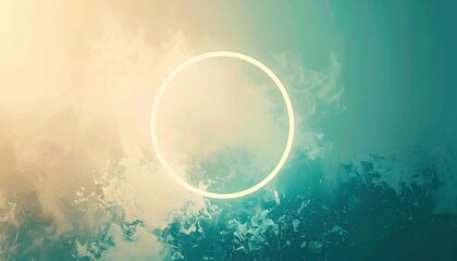 Poster - Zen circular design in dreamy landscape abstract art tranquil environment aerial view modern concept