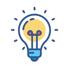 Poster - Creative Idea: Light Bulb Icon with Shining Light on Black Background