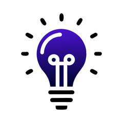 Poster - Creative Light Bulb Concept Icon in Blue Gradient on Black Background