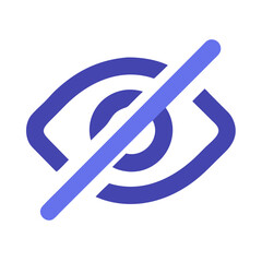 Poster - Privacy icon, hidden eye symbol in blue, web design element