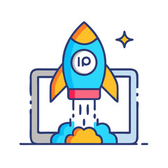 Poster - Digital IP Launch: Rocket Taking Off From Tablet Screen Illustration