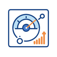 Poster - Performance Metrics Illustration: Gauge, Graph, and Arrows on Black Background