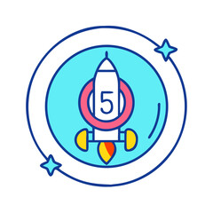 Poster - Stylish Rocket Launch Icon - Innovative, Futuristic Design in Blue and Pink