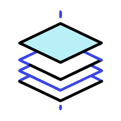 Fototapete - Isometric Layers Diagram Illustration with Aqua Top, Blue Outline on Black