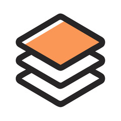 Poster - Abstract Layers Icon with Orange Top Layer on Black Background