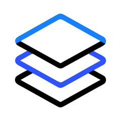 Fototapete - Isometric Blue Layers Icon on Black Background - Data Structure Concept
