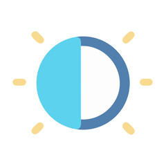 Poster - Brightness Icon: Half Moon, Half Sun, Adjusting Light with Rays
