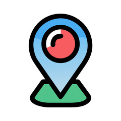 Poster - Colorful location pin icon vector illustration on black background, map pointer.