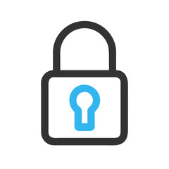 Poster - Grey Padlock with Blue Keyhole on Black Background for Security