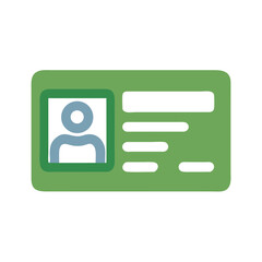 Poster - Green identification card icon with portrait and information illustration design