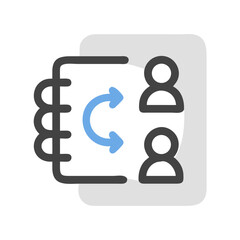 Poster - Contact List Synchronization: People icon with circular arrow and address book