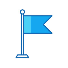 Poster - Blue Flag Icon on Black Background, Flat Vector Illustration Design